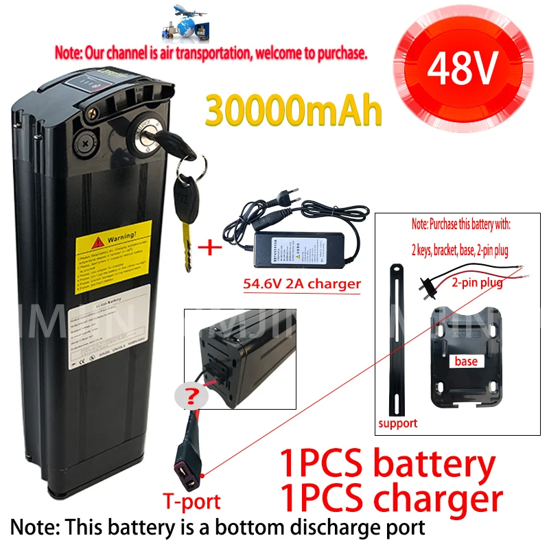 

for Silver Fish2-pin Bottom discharge port Battery 48v Rechargeable Lithium-ion Battery Pack for 30Ah high-power 1000W Motor