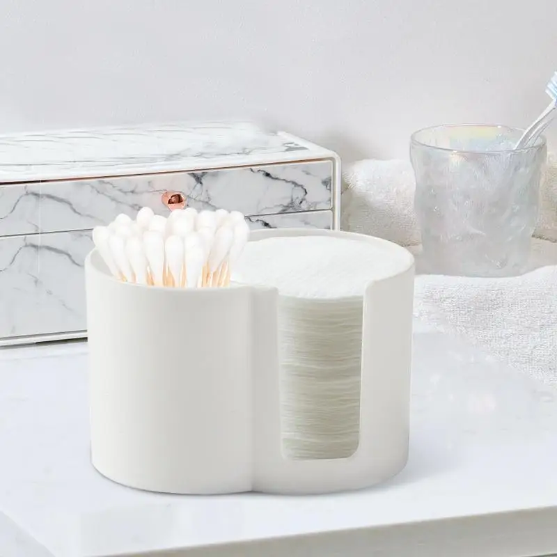 Cotton Swab Holder Makeup Organizer Floss Container Cotton Rounds Dispenser Double Hole Cotton Pad Dispenser Pick Holder