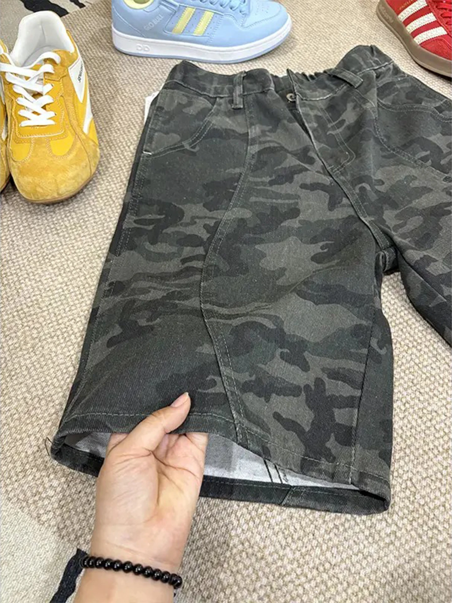 

American High Street Camouflage Denim orts Men's Summer Outdoor Workwear Trendy Brand Haome Street Four to Five Parts Mi...