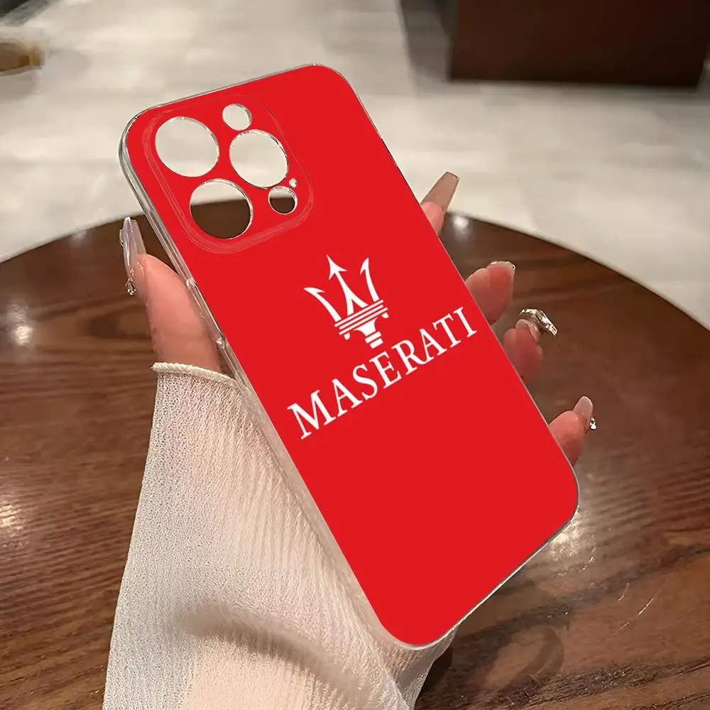 M-Maseratis-Coque transparente pour iPhone, compatible modèles 14Pro, 16, 15, 11, 12, 14 Pro Max, Mini 8 Plus, Poly XS, SE2020