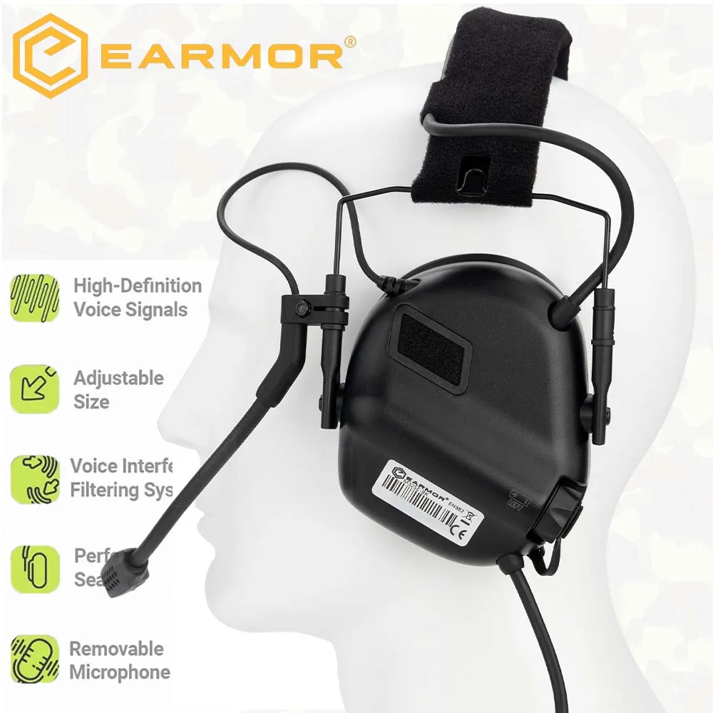EARMOR M32 SE Tactical Shooting Earmuff Communication Headset for Hunting Noise Canceling Security Protection Headphones