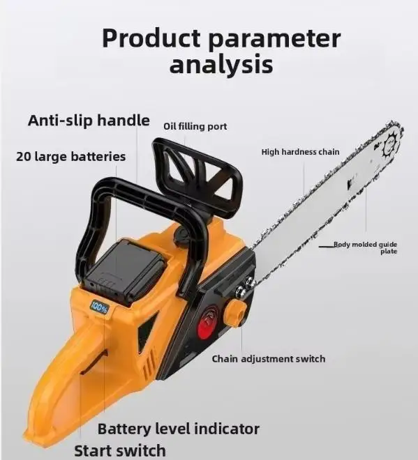 Mini Cordless Electric Chainsaw, Rechargeable Lithium Battery Handheld Chain Saw for Garden Pruning, Tree Cutting, Yard Work