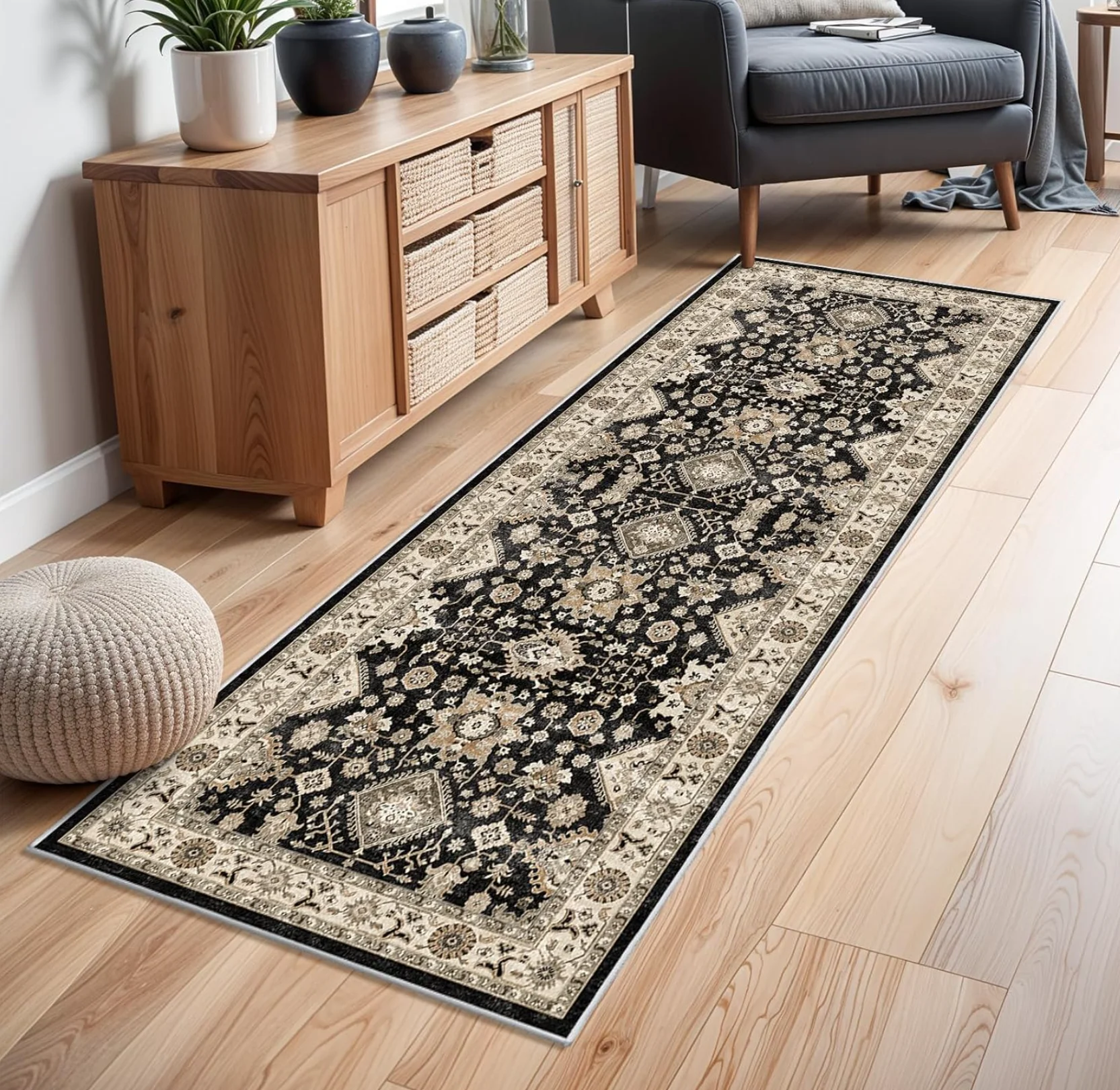 Hot Sale Retro Persian Runner Rug Geometric Pattern Wear Resistant Easy Clean for Living Room Bedroom Corridor Home Decor