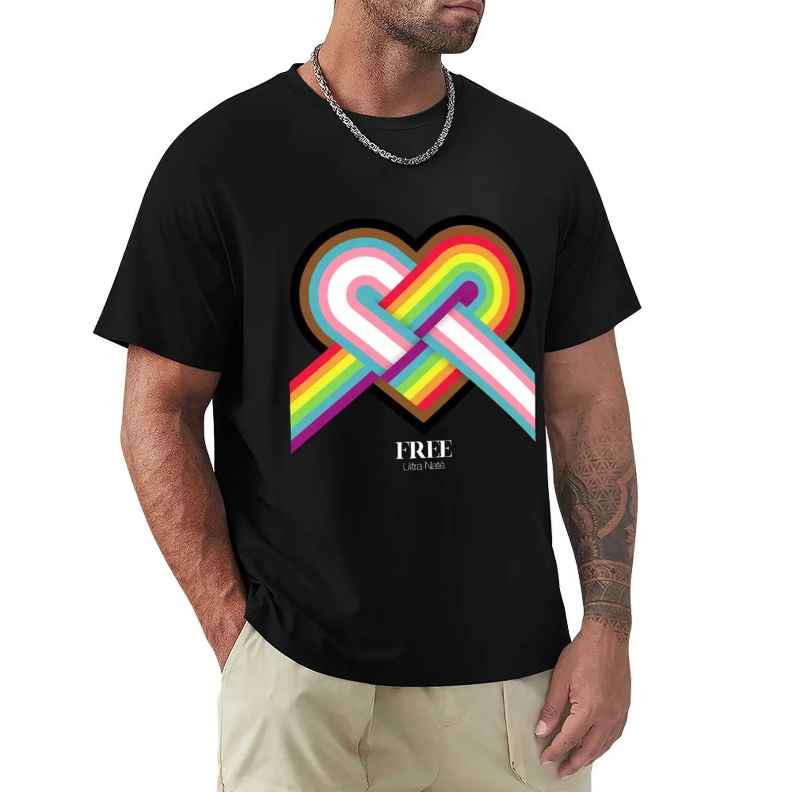 NOUVEAU T-shirt « UNITY & PRIDE » à ruban, grande taille, couleur unie