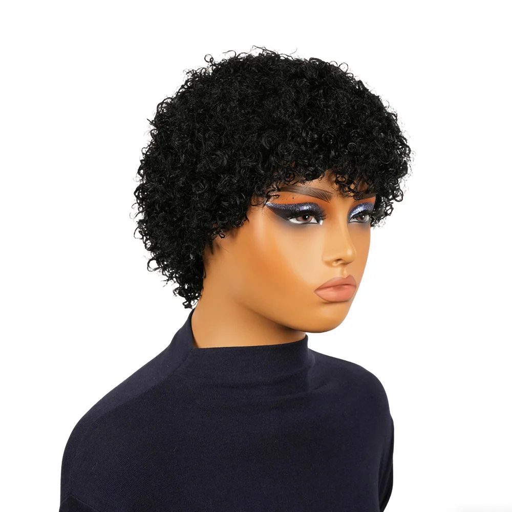 آلة صنع شعر مستعار بوب مجعد مع الانفجارات 6 بوصة قصيرة مجعد الباروكات للنساء شعر الإنسان موجة المياه مجعد البرازيلي شعر مستعار ريمي