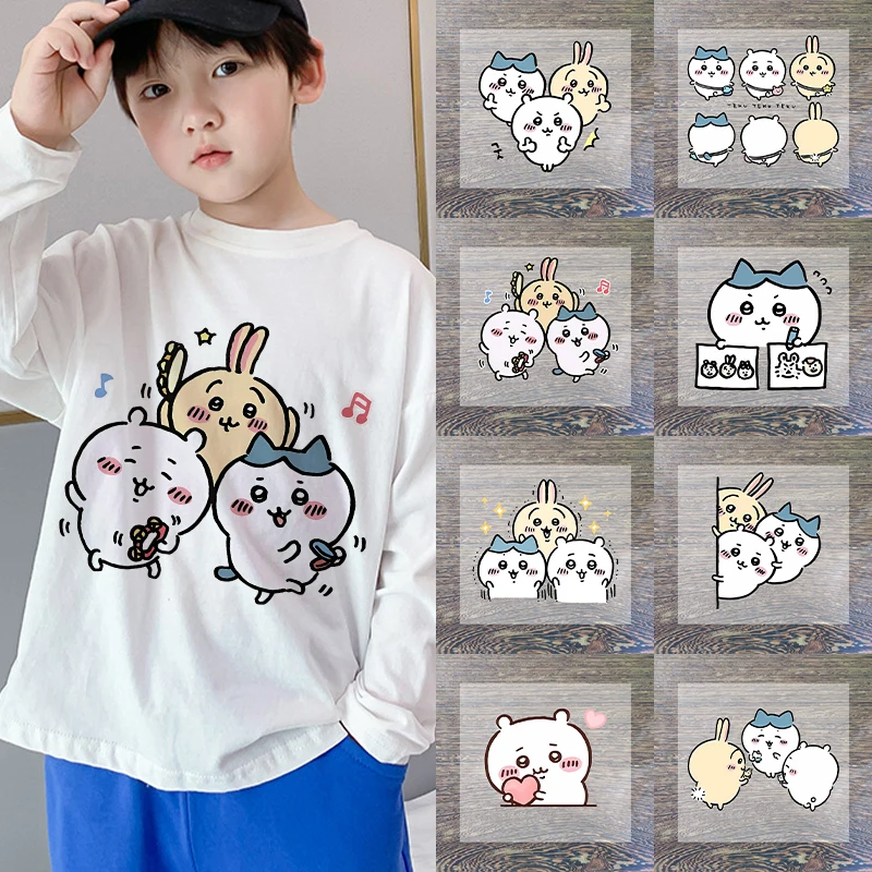 New Chiikawas Kawaii Cartoon Iron on Patches for Clothing Anime DIY T-shirts Heat Transfer Patch Clothes Custom Birthday Gifts