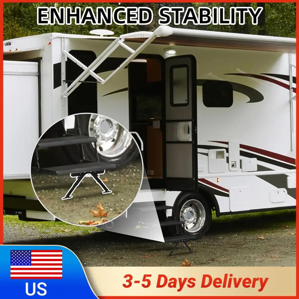 

Стабилизатор для ступеней автодома: регулировка высоты от 2,8 до 11,3 дюймов, складные опорные стойки для входных ступеней автодома, стабилизатор для кемпингового автомобиля