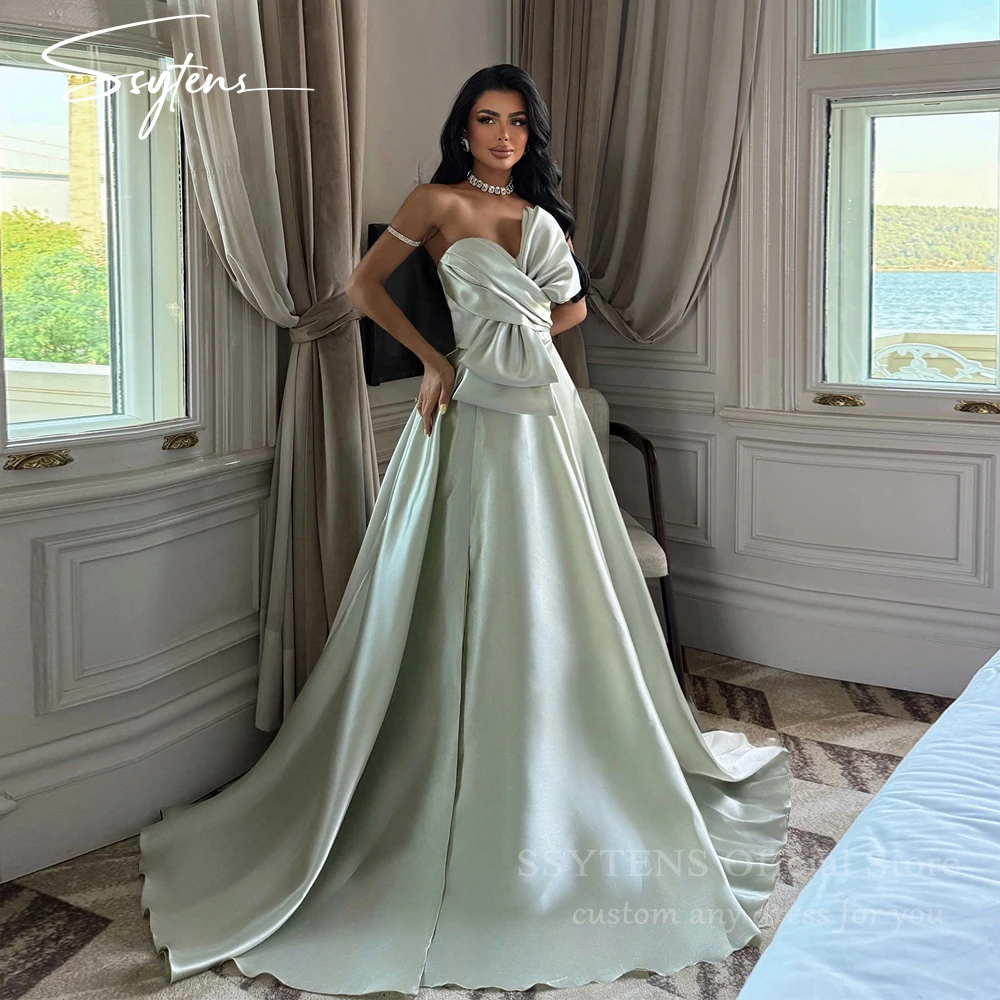 

SSYTENS Light Green Formal Prom Gowns Sweetheart Neck Sleevelesss Evening Dress Floor Length Wedding Party Dresses Customized