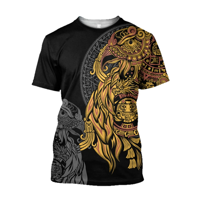 Retro Ethnic Aztec Mexico T-shirt Summer Men\'s 3D Printed Short Sleeve Fashion Creative Trend O-neck Large Size Tops T Shirts