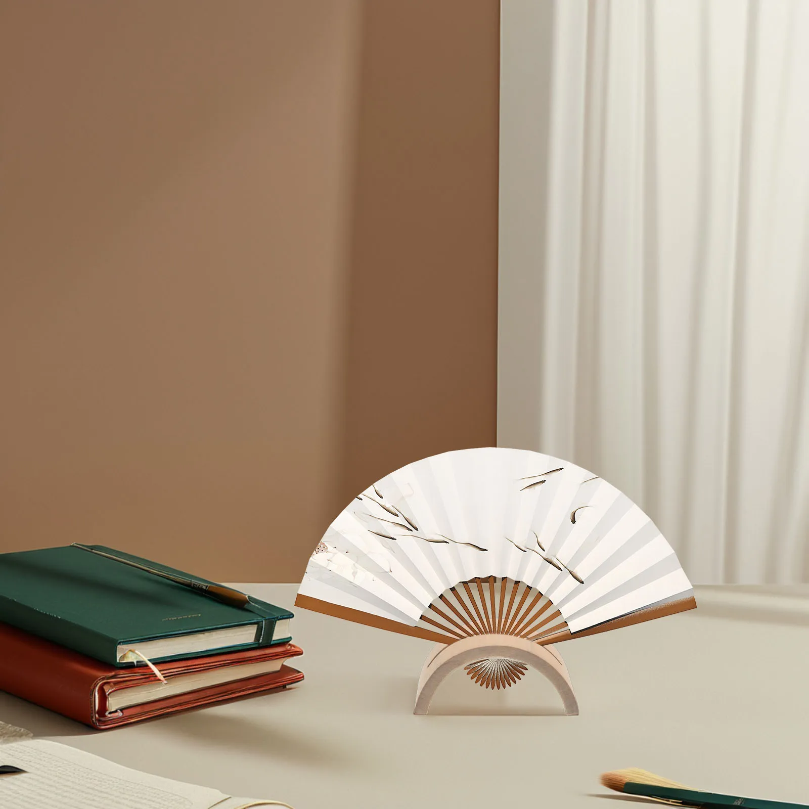 

Fan Rack Japanese Bamboo Display Stand for Foldable Fans Handmade Craftsmanship Tabletop Holder Traditional Design Sturdy Base