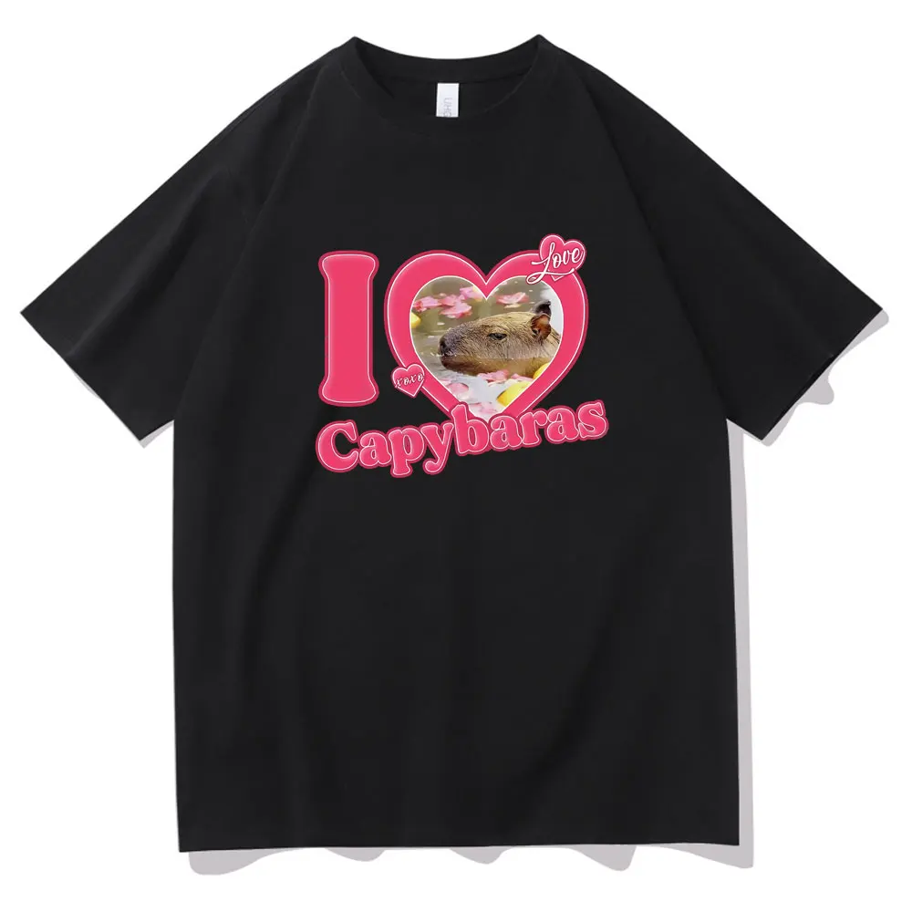 I Love Capybaras T Shirt Kawaii Funny Cartoon Graphic Unisex T-shirt Streetwear Fashion Capybara Print Casual Women/Men Tshirt