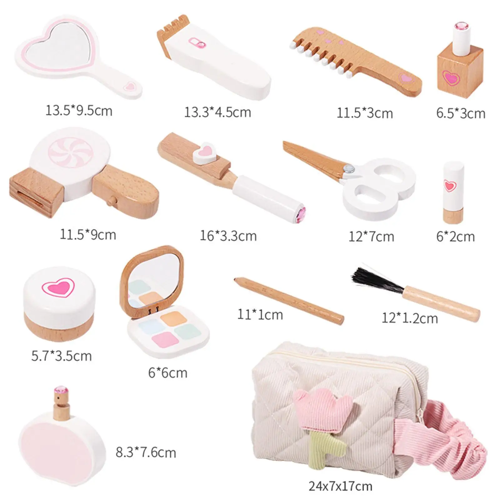 14x Pretend Makeup for Toddlers Wooden for Princess Gifts New Year Christmas