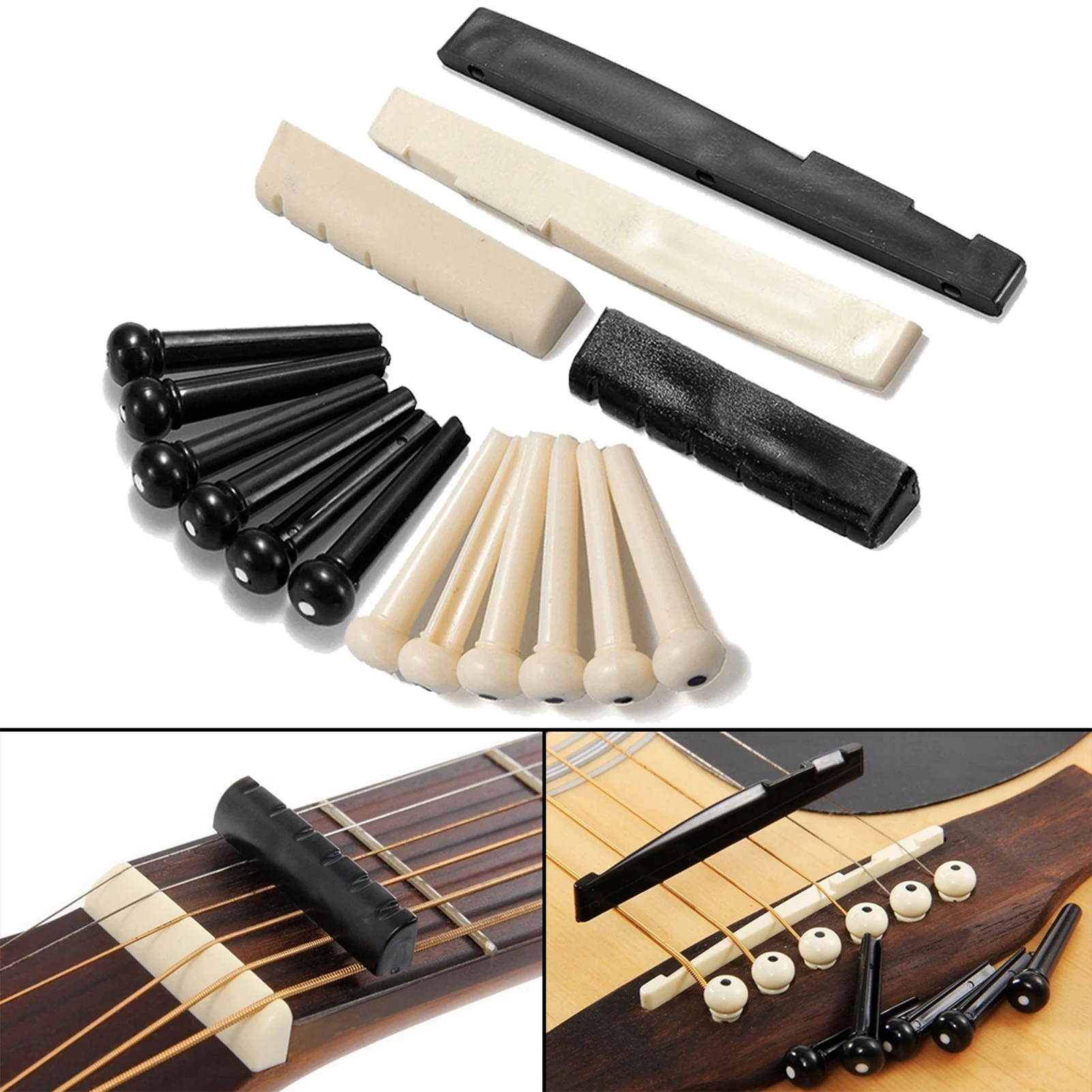 Guitar String Cone Guitar Saddle Set Durable Stable ABS Material Cone Gift for Guitar Player Men Boy