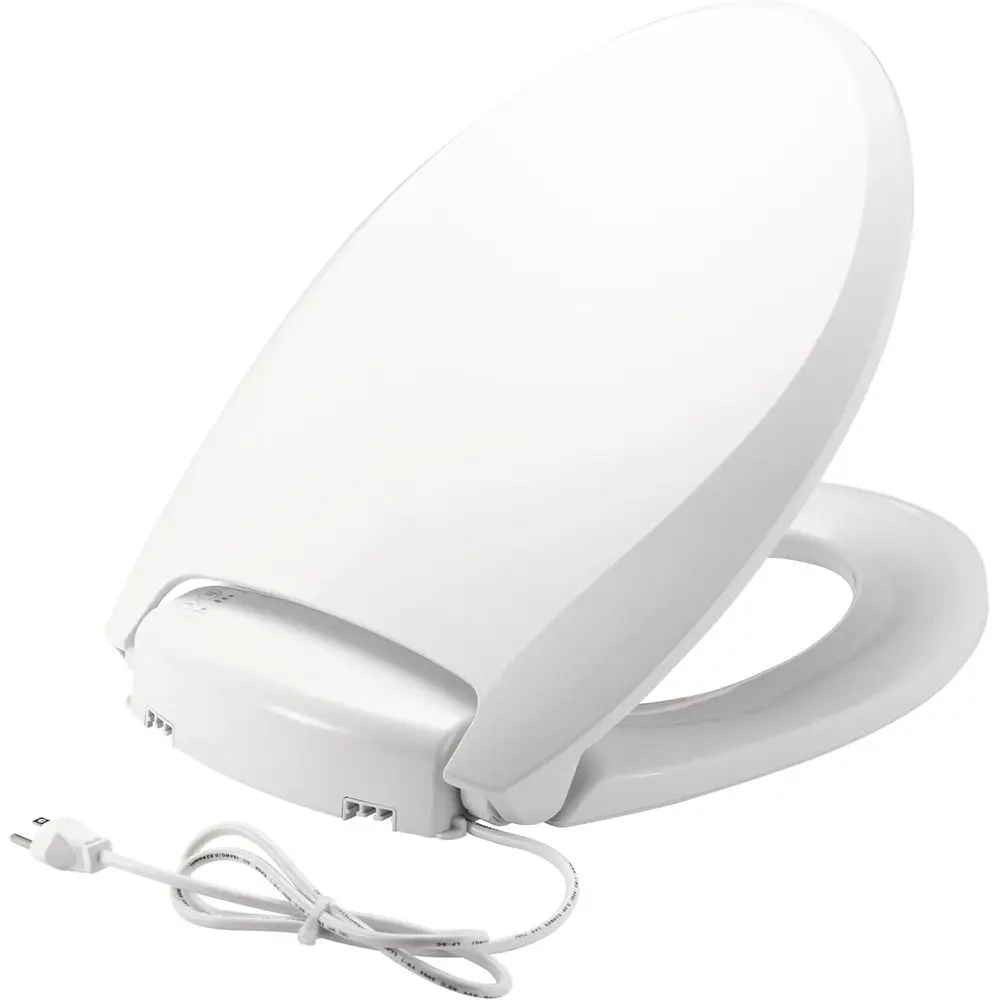 Eco-Friendly Warm Night Light Toilet Seat with Soft Close Feature, Adjustable, Long-Lasting Plastic, Elongated, White