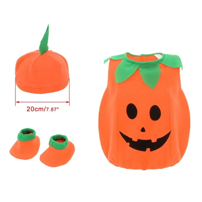 Costume da zucca di Halloween Pagliaccetto per bambini Costume da festa per ragazza ragazzo Cosplay per ragazze Ragazzi Spettacolo teatrale Abbigliamento per feste