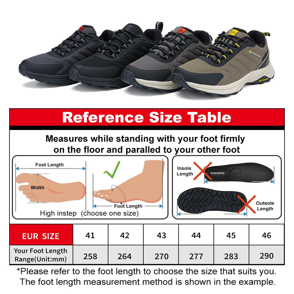 Baasploa New Men Hiking Shoes Outdoor Climbing Waterproof Non-slip Wear-resistant Sneakers Male Casual Lace-Up Walking Shoes