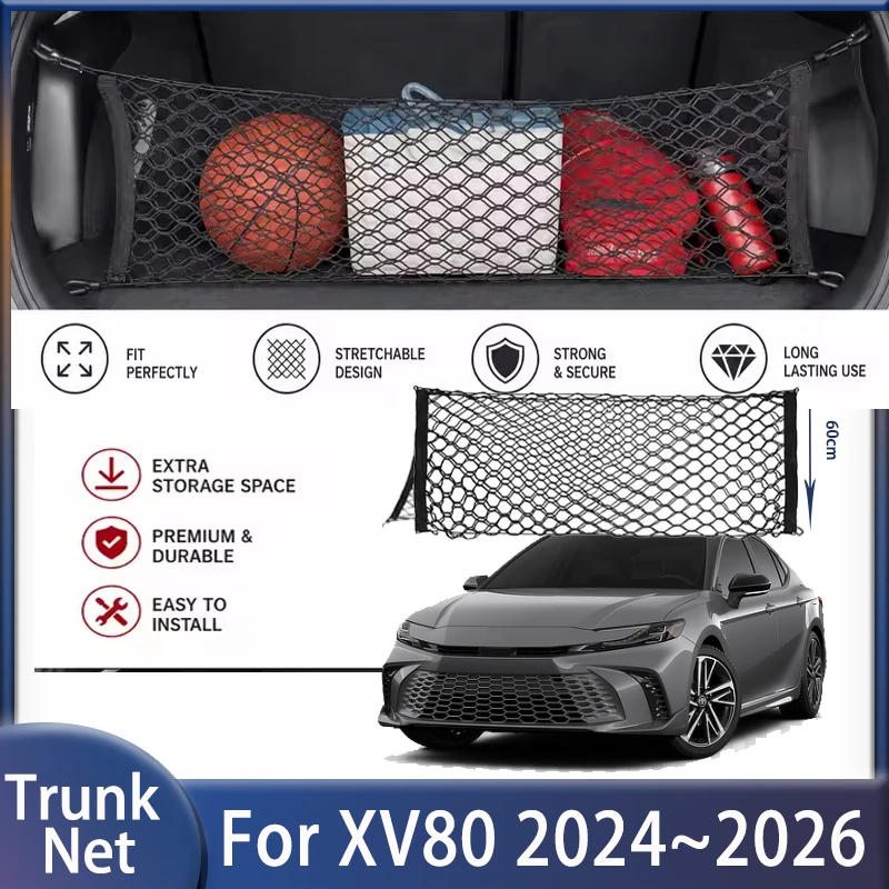 Car Trunk Net For Toyota Camry XV80 XV 80 2024 2025 2026 Wear-resistant Convenient Nylon Fixed Elastic Storage Nets Accessories
