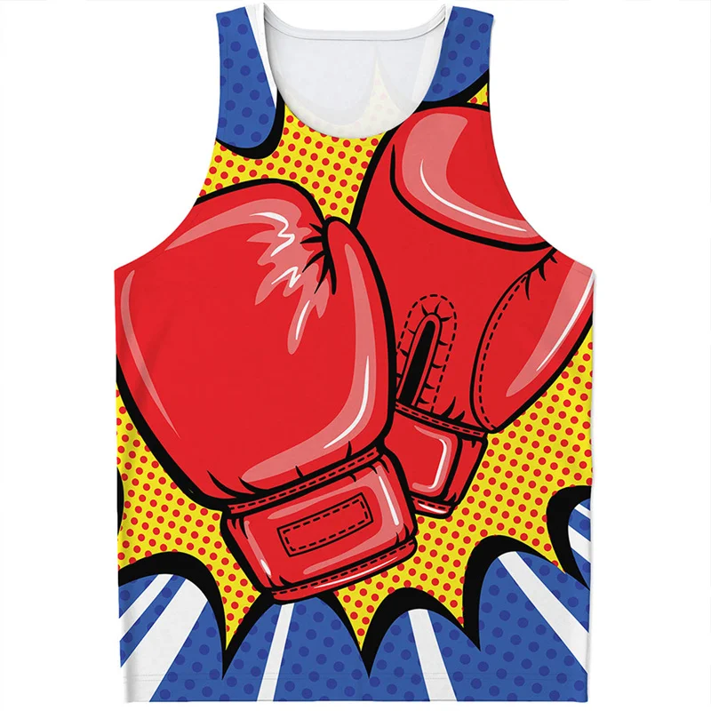 Boxing Gloves 3D Printed Tank Top Men Summer Sports Fitness Sleeveless Shirts Fashion Streetwear Gym Oversized Tee Shirt Tops