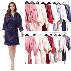 Bride Bridesmaid Lace Silky Satin Loungewear Monring robe  A9007