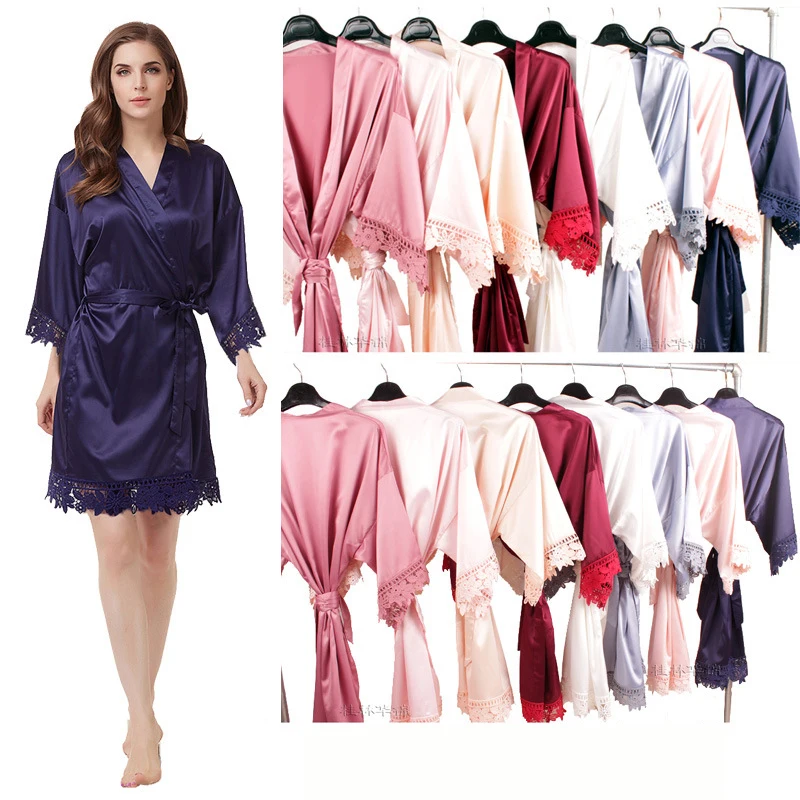 Bride Bridesmaid Lace Silky Satin Loungewear Monring robe  A9007