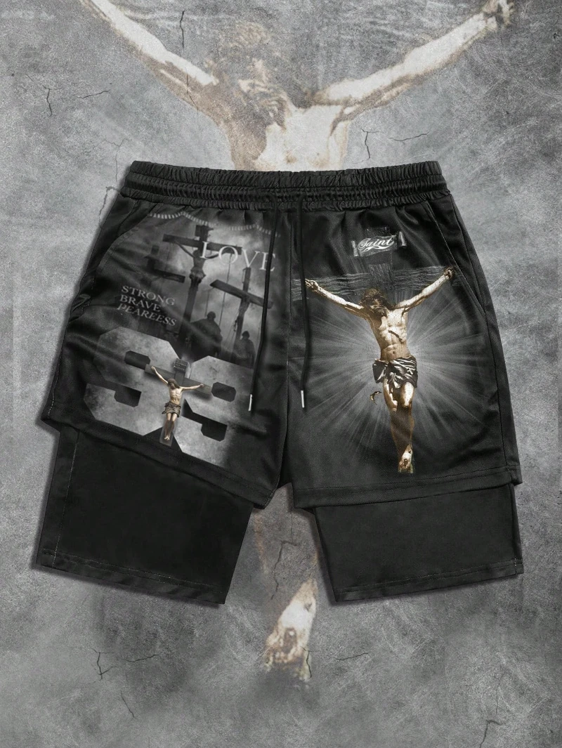 

Summer Sports American Kanye West Quick-drying 230g Shaping Three-dimensional Pure Dry Three-point Knee-length Basketball Shorts