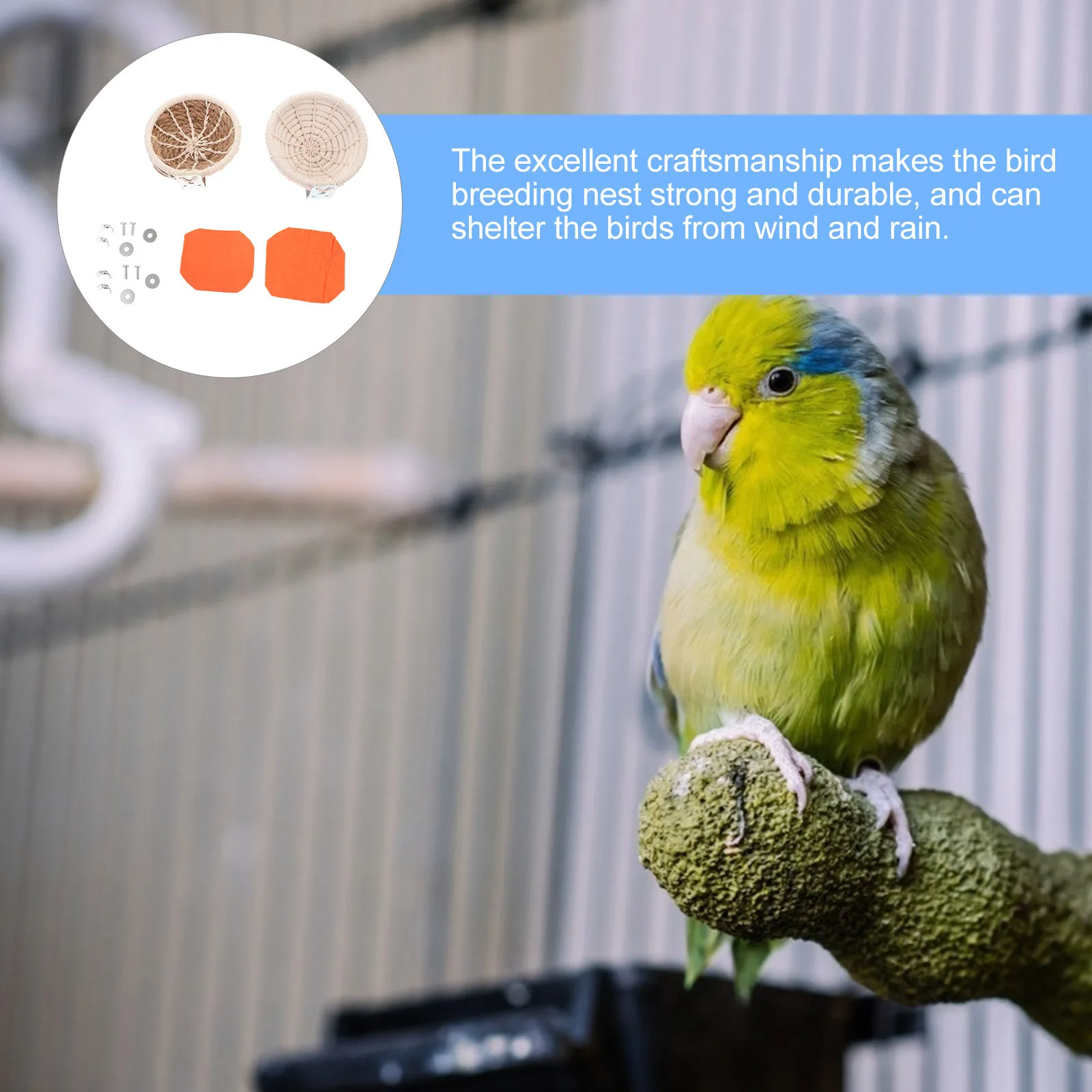 

2Pcs Handmade Woven Bird Nest Natural Hemp Rope Bird Breeding Hut for Small Birds Comfortable Garden Decor