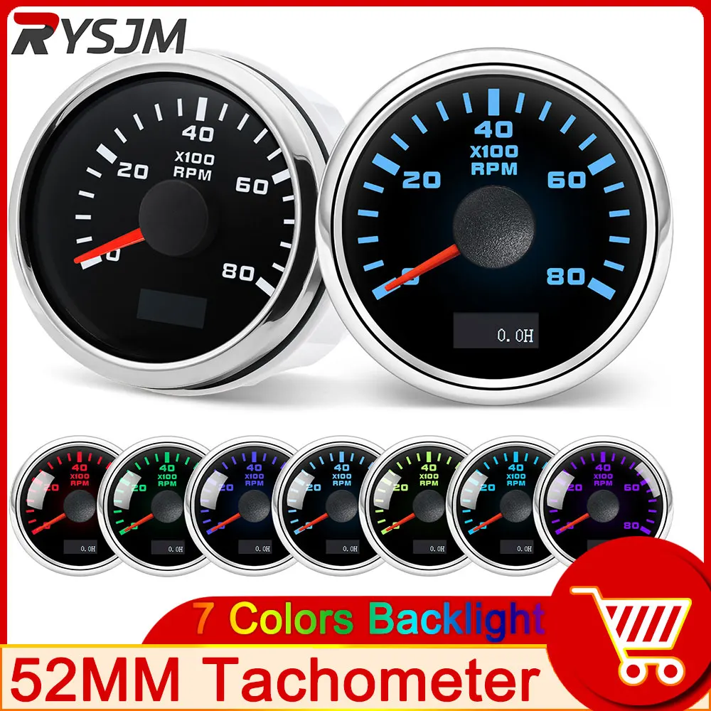 

Marine Tacho Meter Gauge LCD Digital Hourmeter Boat Tachometer 3000-8000 RPM Meter Hour Meter RPM customized
