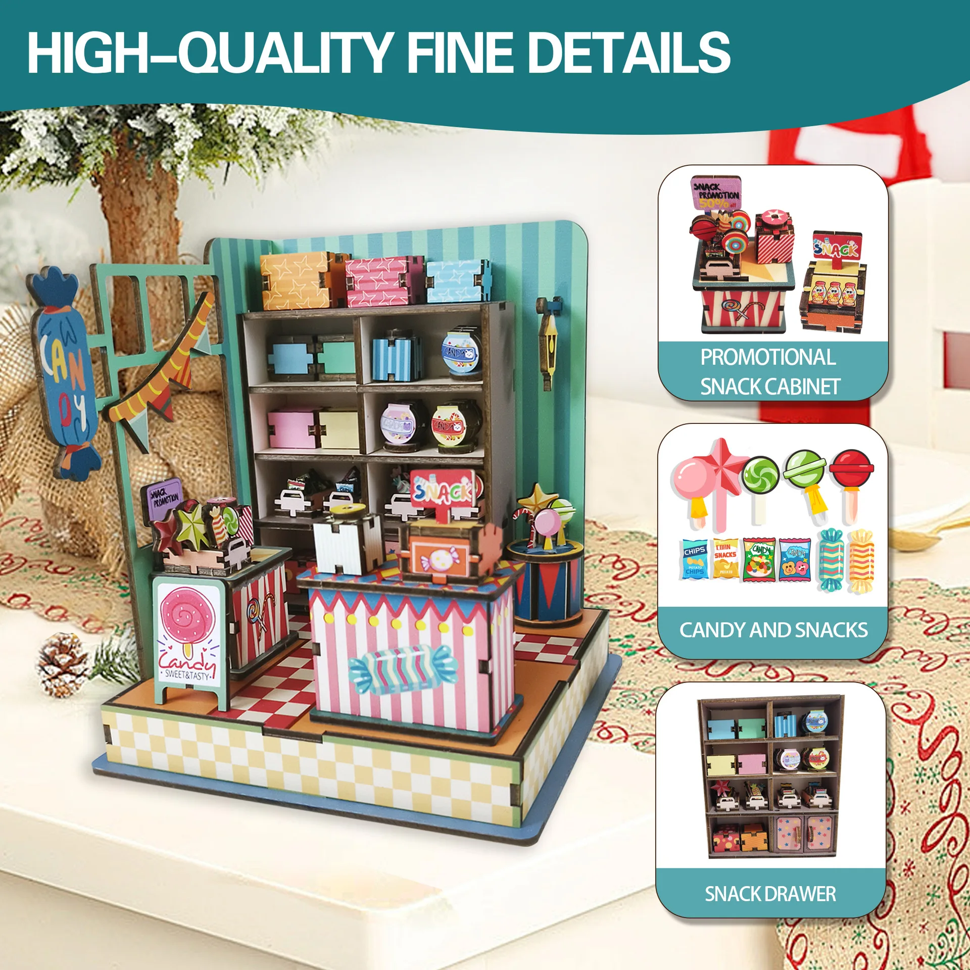 Casa de Dulces en Miniatura de Madera 3D, Rompecabezas, Kit de Casa de Muñecas en Miniatura Hecho a Mano para Niños y Adultos, Construcción Creativa, Decoración del Hogar y Escritorio