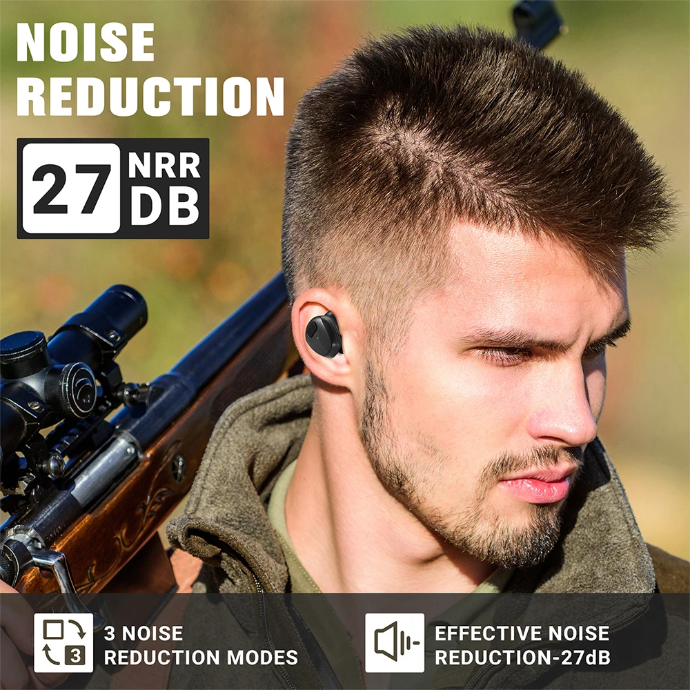YHKEMA سدادات أذن إلكترونية للرماية وإلغاء الضوضاء وحماية السمع للصيد والرماية التكتيكية وإنفاذ القانون