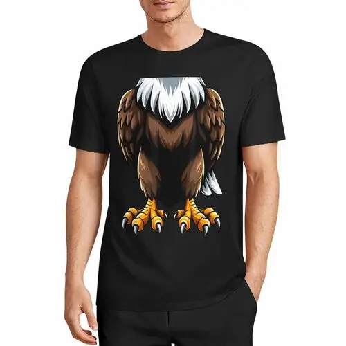 Thickly Painted Strokes Capture the Delicate Texture of Feathers, and Sharp Eagle Claws Hide a Wild Power, While a Unique Quirky Design Stands Out from Conventional Outfits, Showcasing a Bold Personality. Loose Short-Sleeved Top with Black Background
