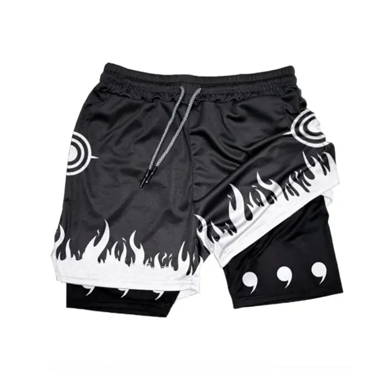 Naruto Anime Gym Shorts Men Women 2 In 1 Quick Dry Sports Shorts Summer Cartoon Fitness Running Workout Mesh Performance Shorts