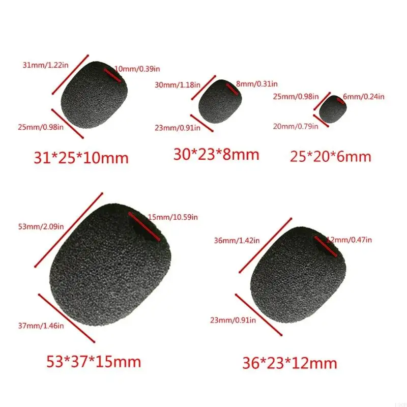 D5QB 10pcs Headset Replacement Cover Gooseneck Sponge Foam Microphone Windscreen Protector 5 Sizes