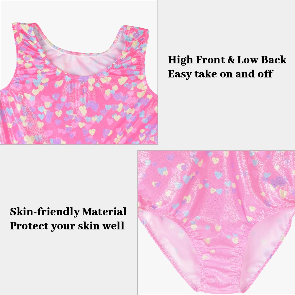Girls Gymnastics Leotards Kids 4 Piece Sparkle Dance Unitard Toddler Athletic Tumbling Outfits with shorts and hairband #5