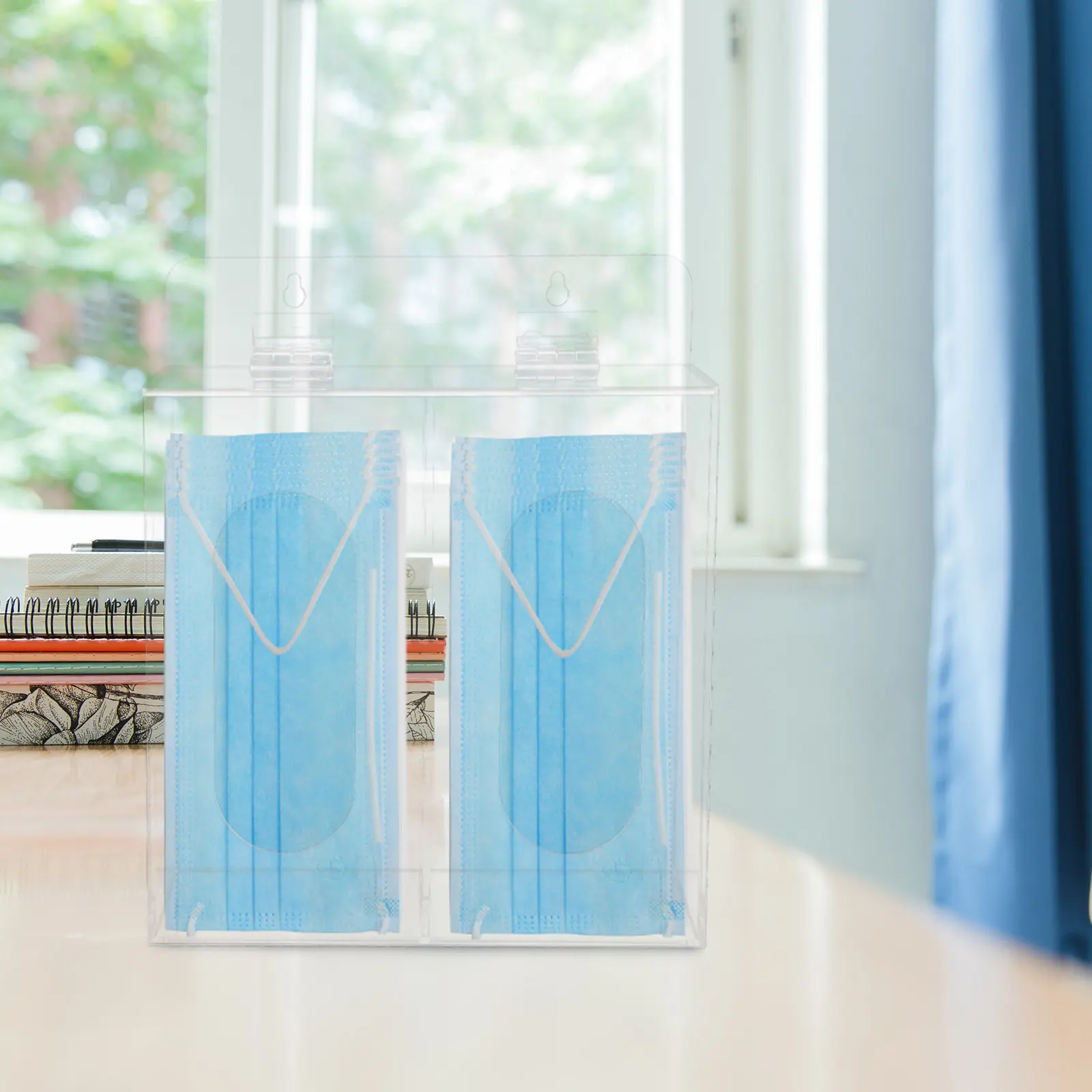 acrylic-mask-storage-box-clear-face-mask-dispenser-portable-compact-design-fine-workmanship-polished-surface-friendly