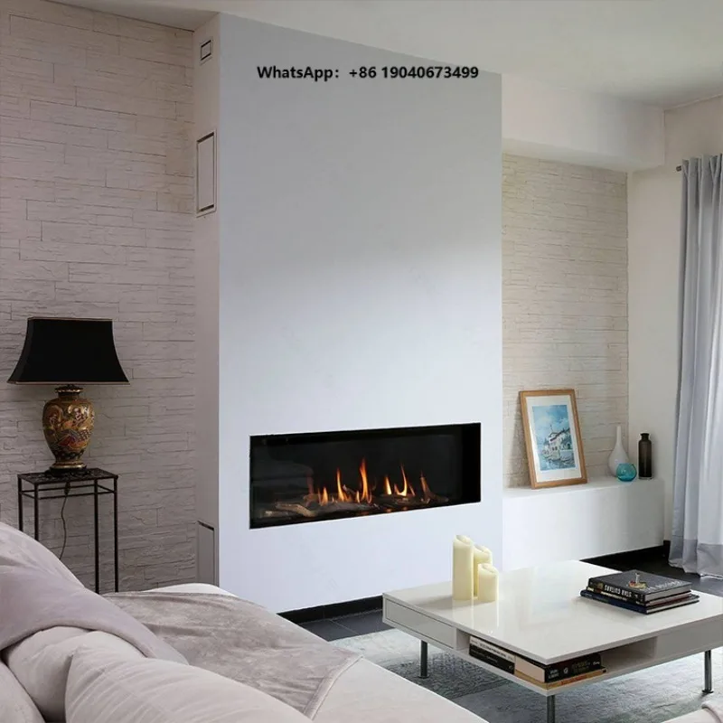 Contemporary Living Room Indoor 60Inch Steel Direct Vent Remote Control Natural Gas Fireplace Stove   h003