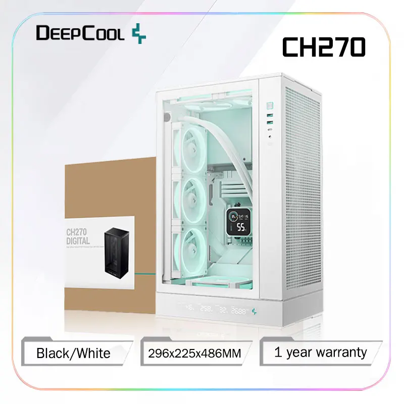 DEEPCOOL CH 270 Digital Display Screen Desktop Computer Case With