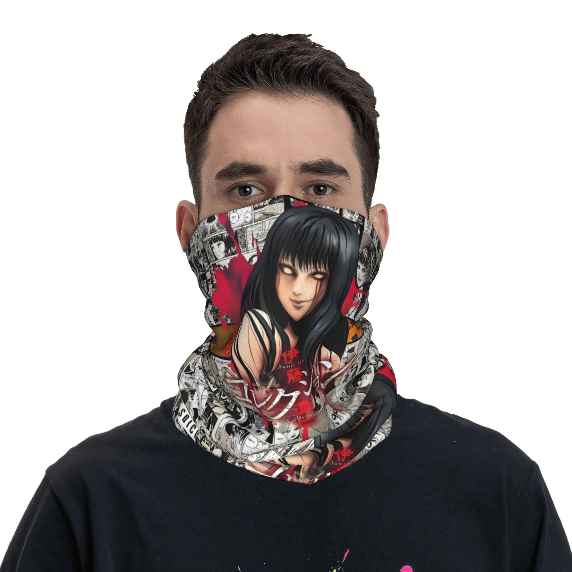 

Japan Horror Manga Junji Ito Bandana Neck Gaiter Windproof Face Scarf Cover Women Men Anime Headband Tube Balaclava