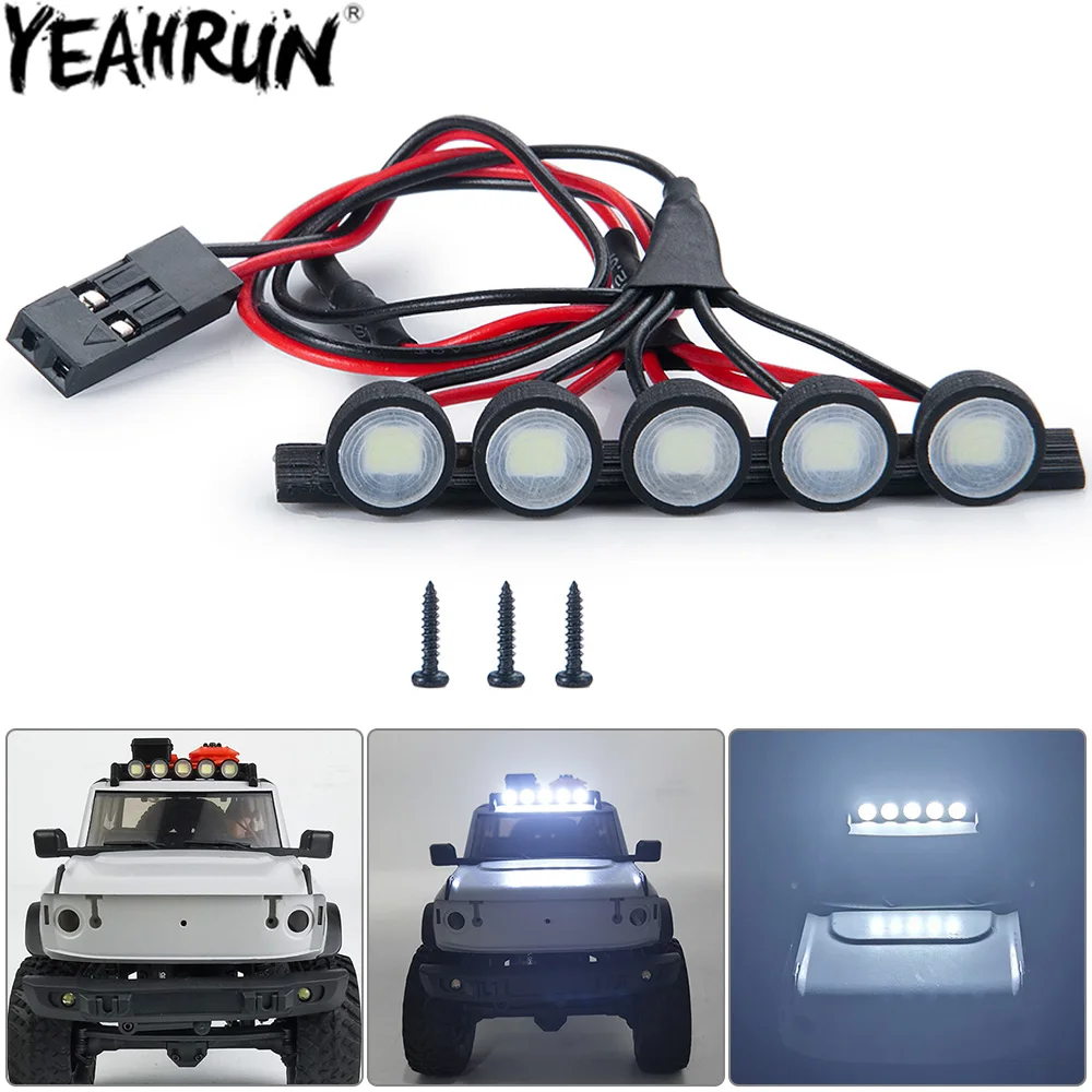 YEAHRUN RC Car Roof Lamp LED Light Bar dla Axial SCX24 AXI00006 Ford Bronco 4WD 1/24 RC Crawler Car Upgrade Parts