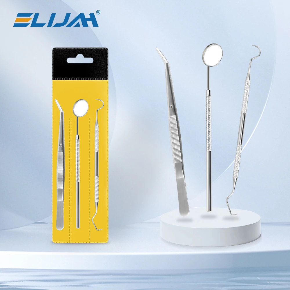 3Pcs Stainless Steel Dental Mirrors Oral Scope Tweezers Teeth Cleaning Tool Oral Dental Cleaning Kit Dentist Instrument