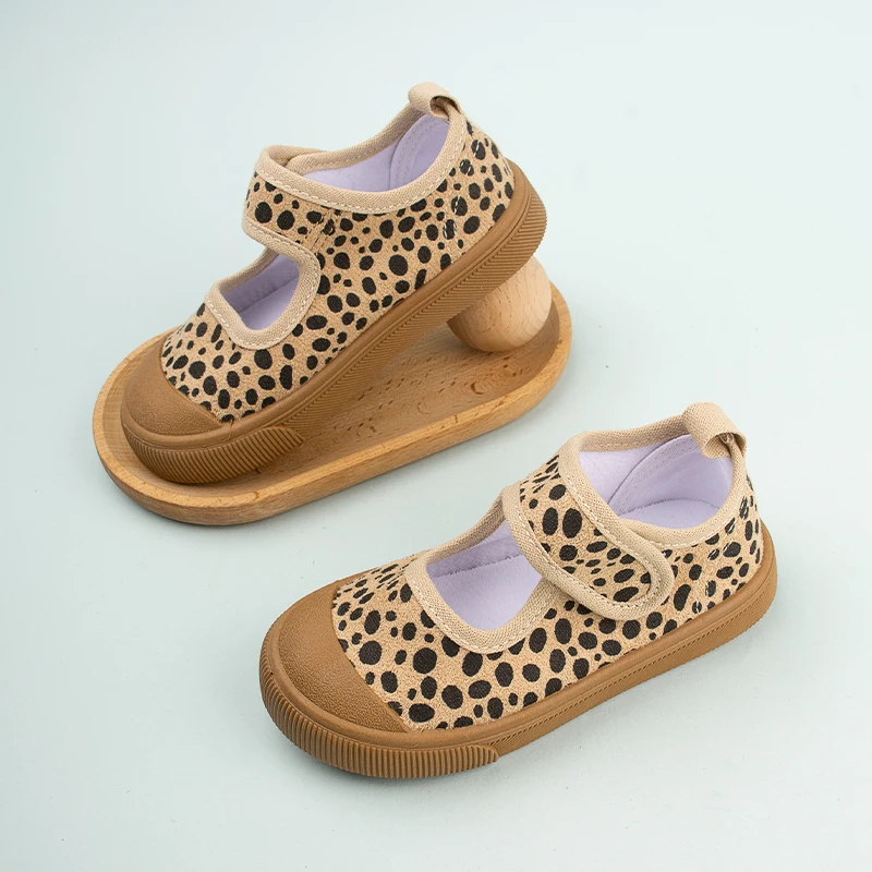 Kids Endearing Style Charming Leopard Print Flat Shoes Children\'s Summer Breathable Casual Sneakers EKF31