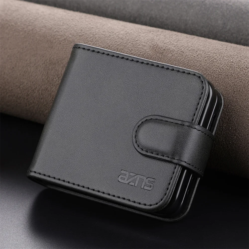 Phone Case For Samsung Galaxy Z Flip 6 5 4 3 Flip6 Flip5 Flip4 Flip3 Card Slot Holder Kickstand Wallet Shockproof Leather Cover