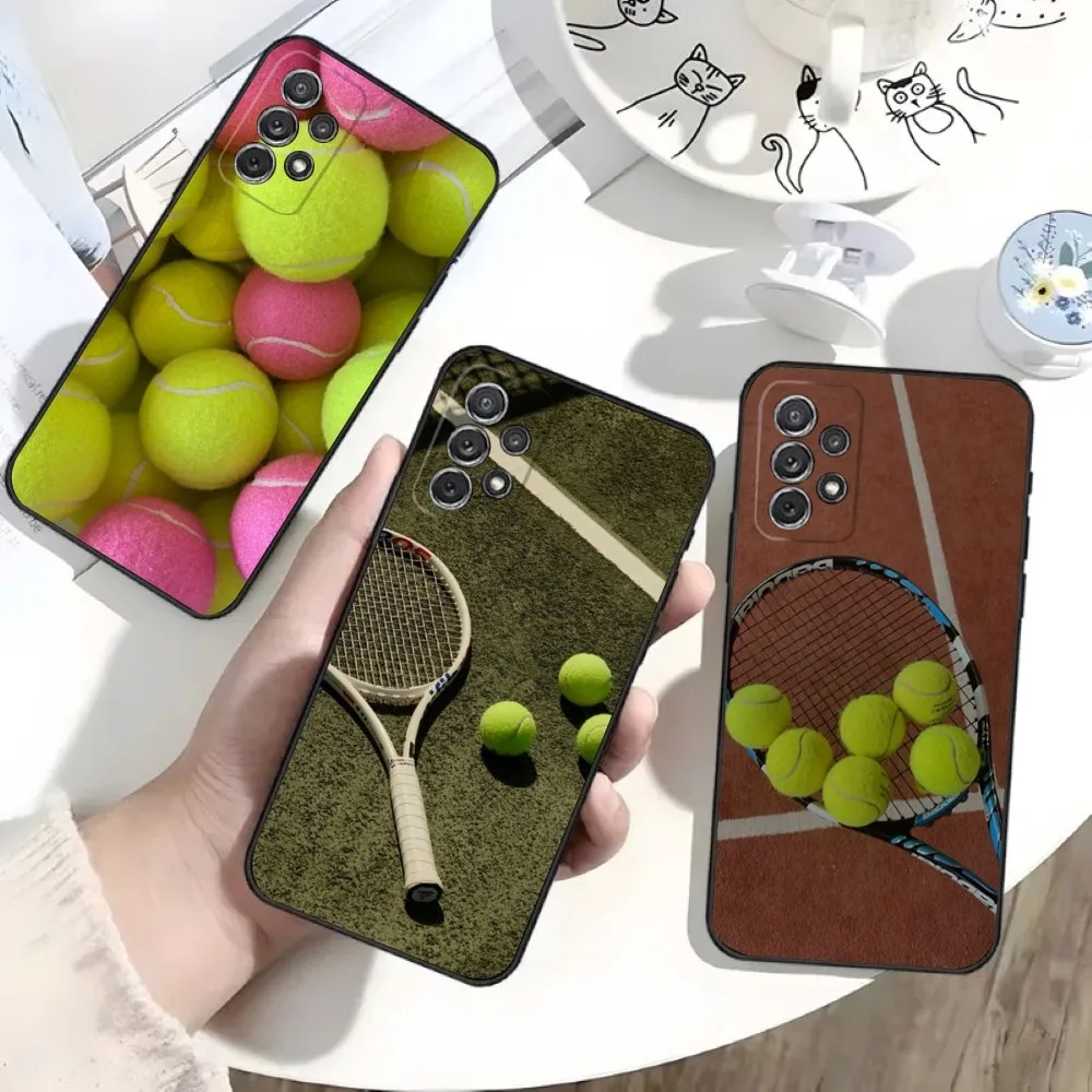 

Tennis Balls Phone Case For Samsung S25,S24,S21,S22,S23,S30,Ultra,S20,Plus,Fe,Lite,Note,10 Black Soft Shell