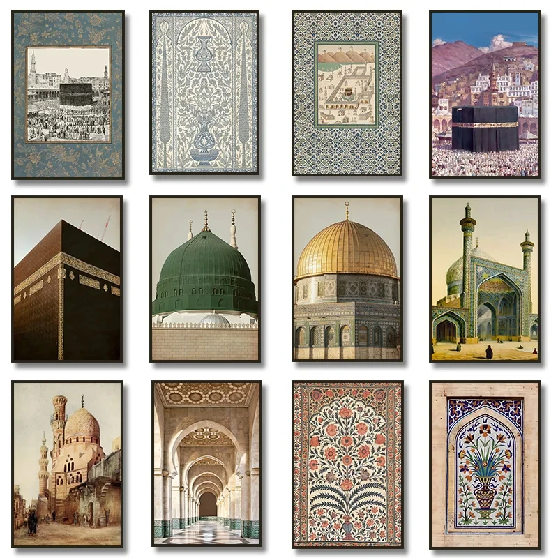 Masjid An-Nabawi Masjid Al Haram Masjid Al Aqsa Poster Canvas Painting Print Islamic Wall Art Muslim for Living Room Home Decor