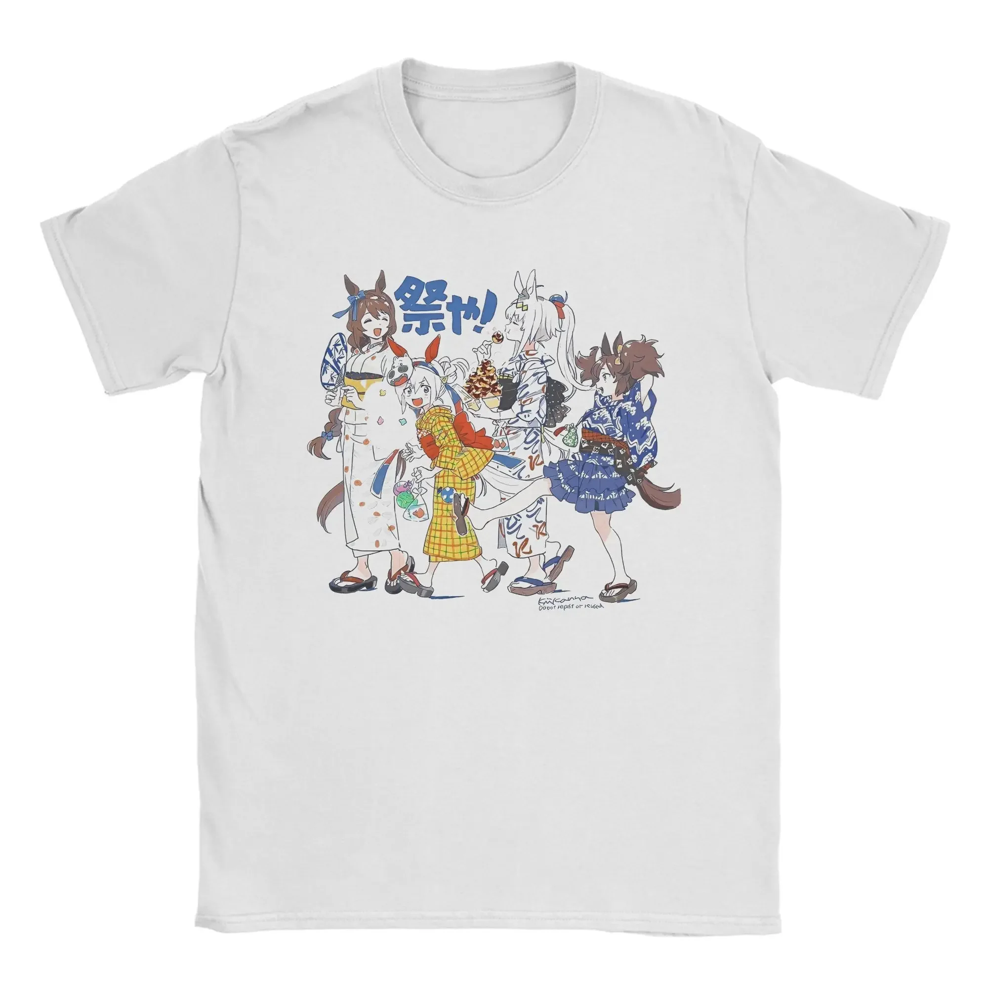 

Umamusume Festival Summer Kimono Graphic Tee Soft Cotton Casual Short Sleeve T-Shirt for Men