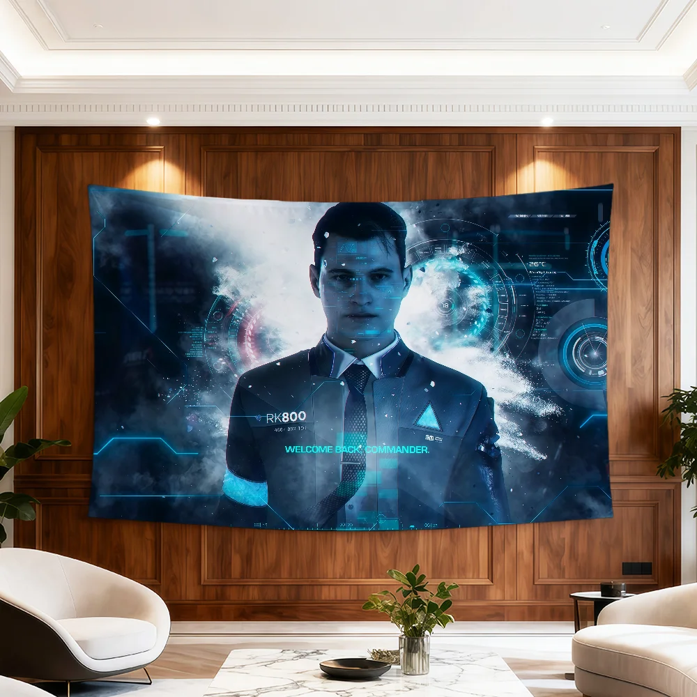 Game D-Detroit Become Human C-Connor Flagge für Zimmer, Wohnheim, Party, Hogar, Nachttisch, Wohnzimmer, Wandbehang, Gartendekoration, Banner, Geschenk – Detail 15