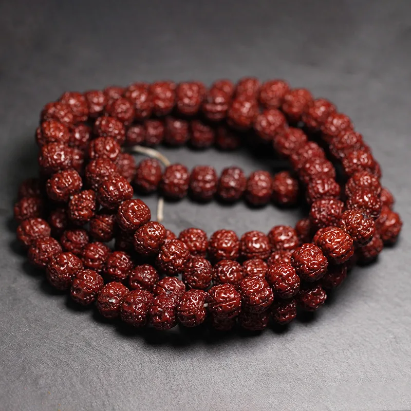 Buddha with Small Diamond Bodhi , Walnut Raw Seeds, Single-Loop Handmade Buddhist Bead Bracelet, Loose Beads