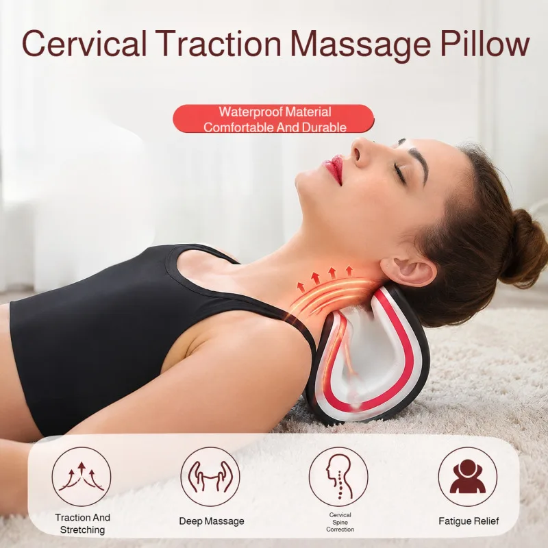 Alongador e Relaxante para Pescoço e Ombros, Massageador para Alongamento da Coluna Cervical, Almofada de Massagem para a Cabeça, Corretor de Tração para Exercícios Diários