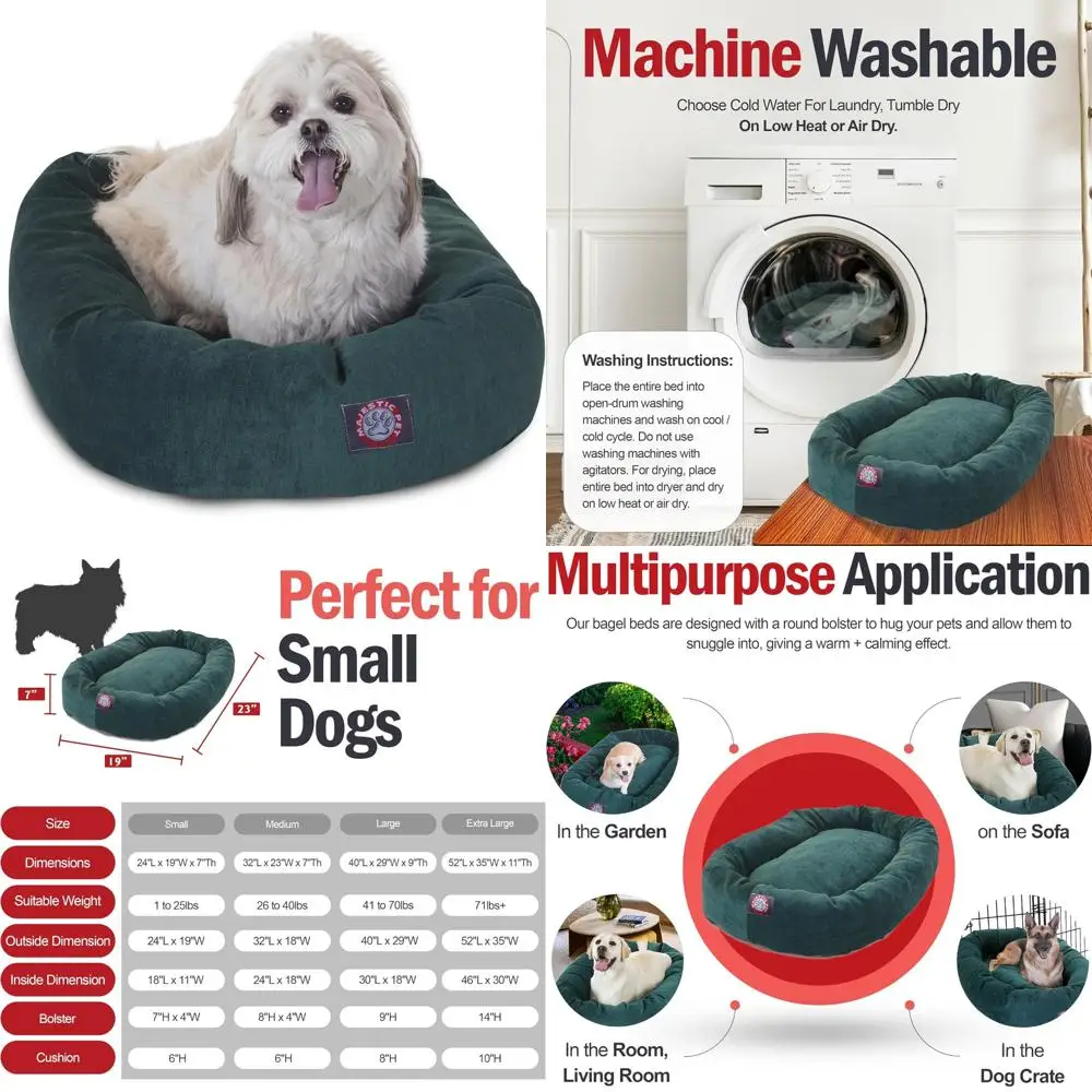 سرير كلب مهيب مقاس 24 بوصة مخملي صغير مهدئ قابل للغسل 24 × 19 × 7 (بوصة) - سرير كلب مستدير ناعم مريح مع عمود فقري للرأس