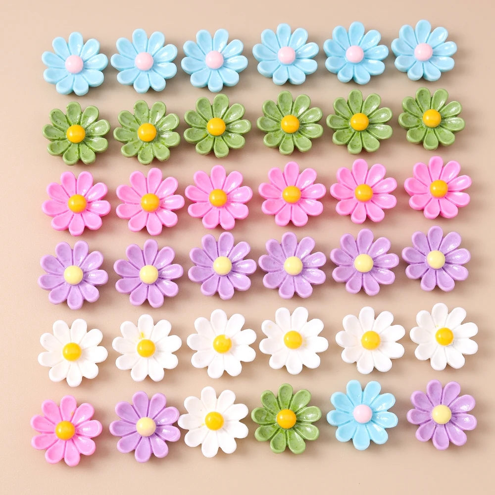 Leslie 15 Stück Neue Niedliche Mini Kawaii Blumen Flache Rückseite Harz-Cabochons Scrapbook DIY Mädchen Kinder Blumen-Haarspangen Schmuckzubehör – Detail 3