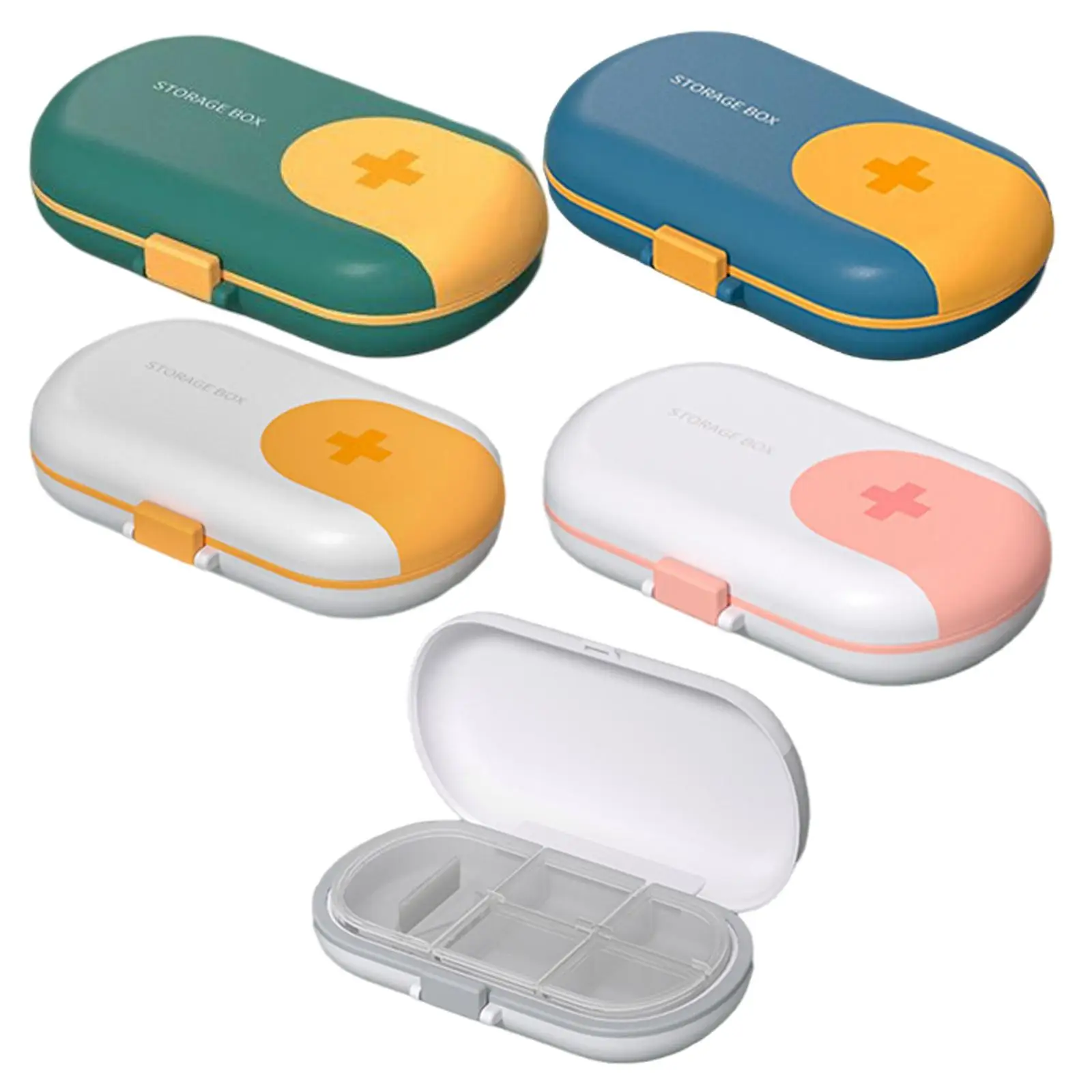 

Компактный органайзер для лекарств на 4 отделения с резаком для таблеток, еженедельный дозатор для путешествий, отпуска и пожилых людей